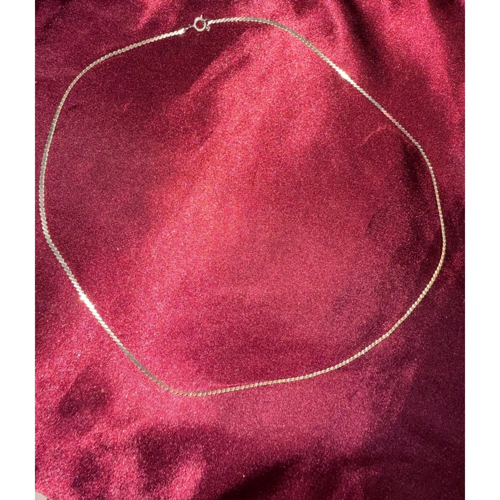 Vintage‎ Gold Tone Curb Link Chain Necklace Minimalist Spring Ring Clasp 18 Inch